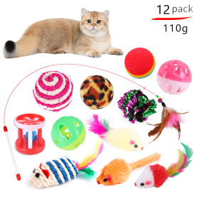 Pet cat toy set Cat passage tease cat stick Plush mouse combination toy (Color: No.4 Package B99402)