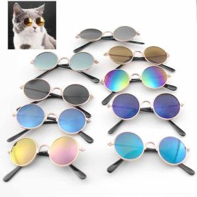 Pet Products Lovely Vintage Round Cat Sunglasses Reflection Eye wear glasses For Small Dog Cat Pet Photos Props Accessories (Color: Blue)