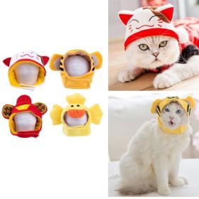 Funny Cat Hat Cartoon Duck Tiger Cosplay Costume Headgear Cute Pets Dog Cap Puppy Kitten Dress Up Accessories (Color: Duck)