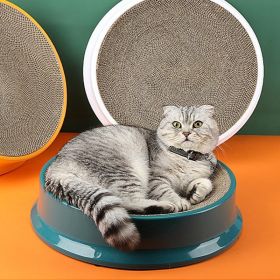 Compass Round Cat Scratching Board Kitten Claws Grinding Corrugated Scratcher Scratch-Resistant Cat Litter Pet (Color: White, size: diameter 43cm)