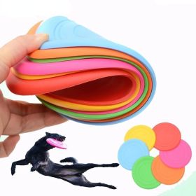 Soft Non-Slip Dog Flying Disc Silicone Game Frisbeed Anti-Chew Dog Toy Pet Puppy Training Interactive Dog Supplies (Color: Blue)