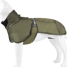 Large Dog Winter Fall Coat Wind-proof Reflective Anxiety Relief Soft Wrap Calming Vest For Travel (Color: Olive, size: 4XL)