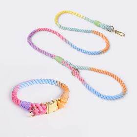 Weaving Gradient Colored Cotton Rope Pet Collar