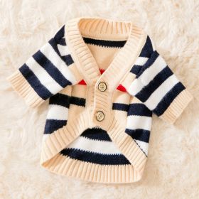 Dog Striped Knitted Sweater Cardigan Clothing