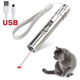 Laser Pointer Interactive Cat Chase Toy, USB Rechargeable Red Laser Light Pointer Training Tool