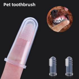 10pcs Transparent Soft Pet Finger Toothbrush Teddy Mini Portable Brush Bad Breath Tartar Tool Cleaning Dog Hair Cleaning Pet Supplies
