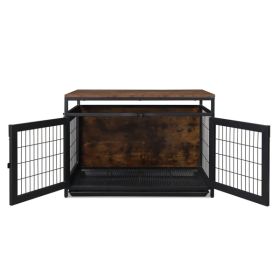 37.4 "Furniture Dog Cage, Super Sturdy Dog Cage, Dog Crate for Small/Medium Dogs, Three door and Three lock, Anti-chew Features, Pet Crate furniture,