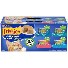 Purina Friskies Seafood Favorites Wet Cat Food Variety Pack 5.5 oz Cans (32 Pack)