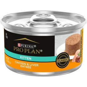 Purina Pro Plan Wet Cat Food for Kittens Chicken Liver, 3 oz Cans (24 Pack)
