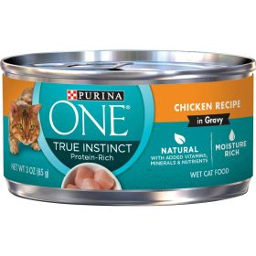 Purina ONE True Instinct Chicken Gravy Wet Cat Food, 3 oz Can