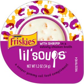 Purina Friskies Lil' Soups Wet Cat Food Shrimp Chicken Broth, 1.2 oz Cups (8 Pack)