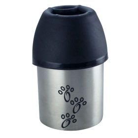 Plastic Fin Cap Pet Travel Water Bottle in Stainless Steel; Small; Silver and Black