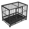 36.5' Heavy Duty Dog Cage Crate Kennel Metal Pet Playpen Portable with Tray Black