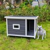Outdoor Puppy Dog Kennel ; Waterproof Dog Cage;  Wooden Dog House with Porch Deck