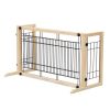 Wood Freestanding Pet Gate;  38"-71" Length Adjustable Dog Gate;  Safety Fence for Stairs Doorways;  Natural