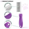 Pet Comb with Long & Short Stainless Steel Teeth for Removing Matted Fur; Knots & Tangles  Detangler Tool Accessories for Safe & Gentle DIY Dog & C