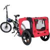 Bicycle trailer for pets outdoor foldable red color dog trailer with reflectors and safty flag