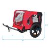 Bicycle trailer for pets outdoor foldable red color dog trailer with reflectors and safty flag