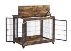 Furniture Dog Cage Crate with Double Doors(Rustic Brown; 38.58''W*25.2''D*27.17''H)