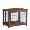 Furniture Dog Cage Crate with Double Doors(Rustic Brown; 38.58''W*25.2''D*27.17''H)