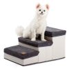 3 Tiers Foldable Dog Stairs; Pet Steps for Small to Medium Dogs; Dog Ladder Storage Stepper for Bed Sofa Couch
