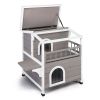 HOBBYZOO Wooden Cat house 2-Story Indoor Outdoor Luxurious Cat Shelter House with Transparent Canopy; Large Balcony; Openable Weatherproof Roof; Doubl