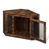 HOBBYZOO Furniture Corner Dog Crate, Lockable Doors, Dog Kennel with Wood and Mesh, Dog Crate for Small/Medium Dogs, Pet Crate Furniture, Dog House, S
