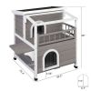 HOBBYZOO Wooden Cat house 2-Story Indoor Outdoor Luxurious Cat Shelter House with Transparent Canopy; Large Balcony; Openable Weatherproof Roof; Doubl