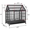 Heavy-Duty Metal Dog Kennel, Pet Cage Crate with Openable Pointed Top and Front Door, 4 Wheels, 42.5"L x 28.3"W x 44"H