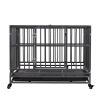 37"L x 29"H Heavy Duty Metal Dog Kennel Cage Crate with 4 Universal Wheels, Openable Flat Top and Front Door, Black