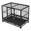 36.5' Heavy Duty Dog Cage Crate Kennel Metal Pet Playpen Portable with Tray Black