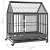 Dog Cage with Wheels and Roof Steel 36.2"x24.4"x41.7"