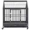 Dog Cage with Wheels and Roof Steel 36.2"x24.4"x41.7"