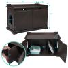 Cat Washroom Bench, Wood Litter Box Cover with Spacious Inner, Ventilated Holes, Removable Partition, Easy Access,Chocolate Brown