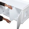 Cat Washroom Bench, Wood Litter Box Cover with Spacious Inner, Ventilated Holes, Removable Partition, Easy Access, White XH