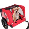 Bicycle trailer for pets outdoor foldable red color dog trailer with reflectors and safty flag