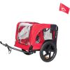 Bicycle trailer for pets outdoor foldable red color dog trailer with reflectors and safty flag