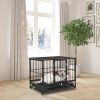 36.5' Heavy Duty Dog Cage Crate Kennel Metal Pet Playpen Portable with Tray Black