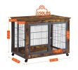 Furniture Dog Cage Crate with Double Doors(Rustic Brown; 38.58''W*25.2''D*27.17''H)