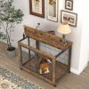 Furniture Dog Cage Crate with Double Doors(Rustic Brown; 38.58''W*25.2''D*27.17''H)