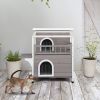 HOBBYZOO Wooden Cat house 2-Story Indoor Outdoor Luxurious Cat Shelter House with Transparent Canopy; Large Balcony; Openable Weatherproof Roof; Doubl