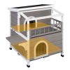 HOBBYZOO Wooden Cat house 2-Story Indoor Outdoor Luxurious Cat Shelter House with Transparent Canopy; Large Balcony; Openable Weatherproof Roof; Doubl