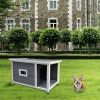 Outdoor Puppy Dog Kennel ; Waterproof Dog Cage;  Wooden Dog House with Porch Deck