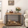 Furniture Dog Cage Crate with Double Doors(Rustic Brown; 38.58''W*25.2''D*27.17''H)