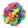 Pet Dog Puppy Cat Colorful Rubber Training Chew Ball Small Bell Squeaky Sound Play Toy Dog Bite Resistant Ball Dog Accessories