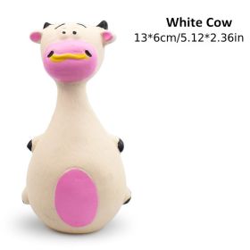 Latex Toys, Dog Toys, Latex Sound Big Tummy Elephant Cow Cartoon Pet Toys (Color: White Cow)