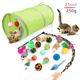 Pet cat toy set Cat passage tease cat stick Plush mouse combination toy (Color: No.1 Package B99419)