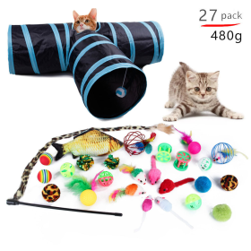 Pet cat toy set Cat passage tease cat stick Plush mouse combination toy (Color: No.5 Package B99420)