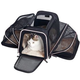 Outdoor dog portable handbag; 4 Sides Expandable Cat Carrier Bag with Removable Fleece Pad; Dog Carrier for Cats; Puppy and Small Dogs (colour: Large size, size: White edge)
