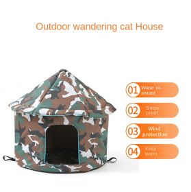 Stray cat and dog removable and Waterproof house; The best gift for a stray cat and dog; pet cage; removable and washable tent (colour: S code, size: Square nest deciduous brown)